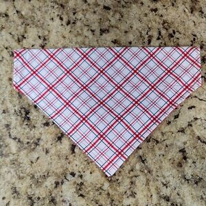 Reversible Over-the-Collar Dog Bandana Red and White Plaid / White Paws On Red